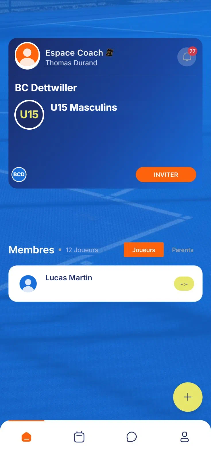 Équipe du coach : club, équipe et membres