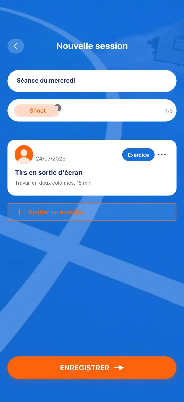 Création d'une nouvelle séance à partir d'exercices